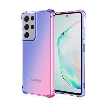 Imagem de cor gradiente capa de tpu macio anti-suor para samsung galaxy s21 ultra m32 a22 a82 s20 fe a21s a12 5g a42 a32 a72 a51 a71 nota 20, azul e rosa, para samsung a32 4g