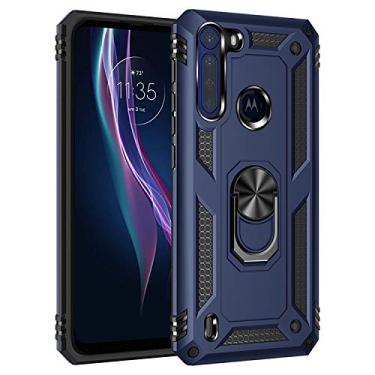 Imagem de Mobile phone accessories Para Motorola Moto One Fusion TPU à prova de choque + capa protetora de PC com suporte giratório de 360 ​​graus phone case