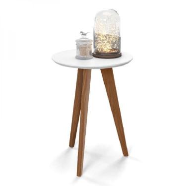 Imagem de Mesa Lateral Liv Matic Branco Soft/Eco Wood