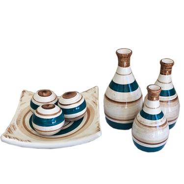 Imagem de Conjunto Centro Mesa Decorativo Enfeite Sala Ceramica