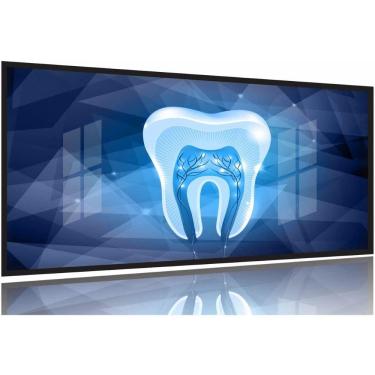 Imagem de Quadro Odontologia Dentista Dente Estilizado Azul 130x60 Moldura Preta 2x2