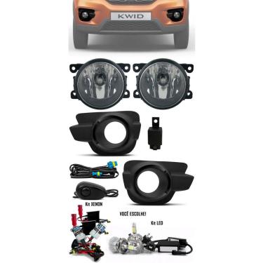 Imagem de Kit Farol de Milha Neblina Renault Kwid Todos Com Molduras + Kit Xenon 6000K / 8000K ou Kit Lâmpada Super LED 6000K