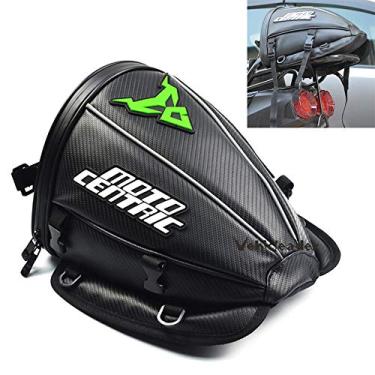 Imagem de Bolsa traseira de motocicleta à prova d'água multifuncional, couro esportivo, motocicleta, durável, placa verde