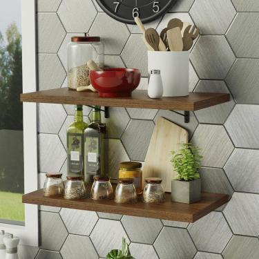 Imagem de Kit 2 Prateleiras Suspensas para Cozinha Madesa 60 cm com Mão Francesa - Rustic