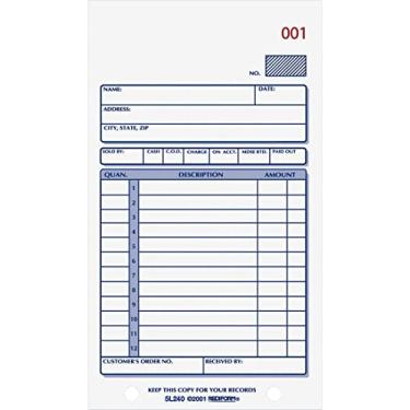 Imagem de Rediform Livro de pedidos de vendas, sem carbono, 2 partes, 9,5 x 16,37 cm, 50 formulários (5L240)