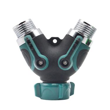 Imagem de C/H Divisor de mangueira de jardim de 2 vias, conector de torneira de mangueira 3/4, válvula dupla em Y ao ar livre com cabo emborrachado regulável e travável