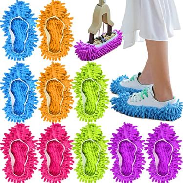 Imagem de Pantufas de microfibra para limpar o chão esfregão masculino e feminino, pantufas de limpeza para o chão, Multicolored, 6.6929x5.9055 Inch