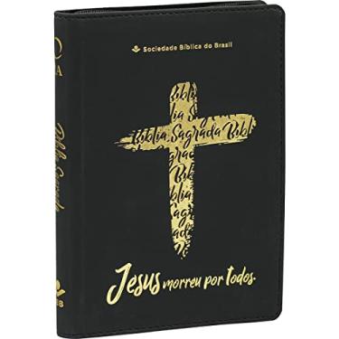 Imagem de Bíblia Linha Ouro - Jesus, Letra Grande, capa preta, índice impresso, beira pintada e zíper: Almeida Revista e Atualizada (ARA)