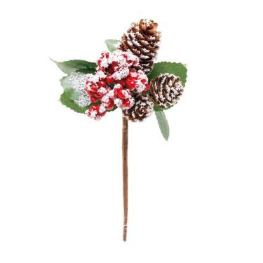 Imagem de Pick Natalino C/folhas/frutas Nevadas 1un 20x8x6cm 1205306