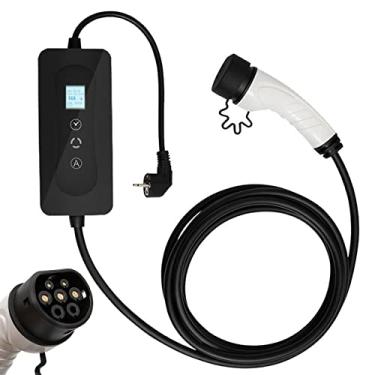 Imagem de Nível 2 Carregador EV 110-240V 3,5kw Cabo de carregamento portátil de veículo elétrico 8A/10A/13A/16A ajustável plug-in Home EV estação de carregamento IP65 impermeável, preto, comprimento: 15m/49ft