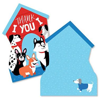 Imagem de Cartões de agradecimento em forma de Pawty Like a Puppy - Cartões de agradecimento para cães e chá de bebê ou festa de aniversário com envelopes - Conjunto de 12