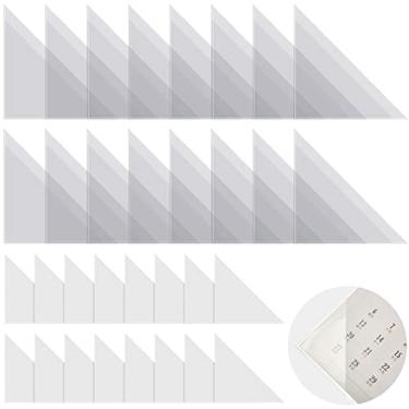 Imagem de Pacote com 16 protetores de canto de plástico para calendário, caldas, retire e cole os cantos do calendário com fita adesiva dupla face para manter o seu papel plano e evitar que as páginas de livros se enrolem, transparente, 7,6 x 7,6 cm