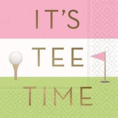 Imagem de It's Tee Time guardanapos para coquetel – design divertido de golfe, artigos de festa, 16 guardanapos para bebidas