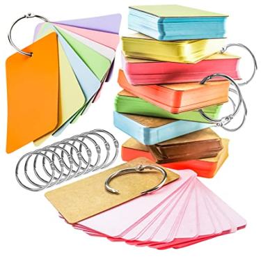 Imagem de MotBach Pacote com 8 cartões didáticos em branco com 400 peças de cartões de estudo, perfeito para aprender idiomas, 8 cartões de nota coloridos com anel de fichário (9 x 5,5 cm)