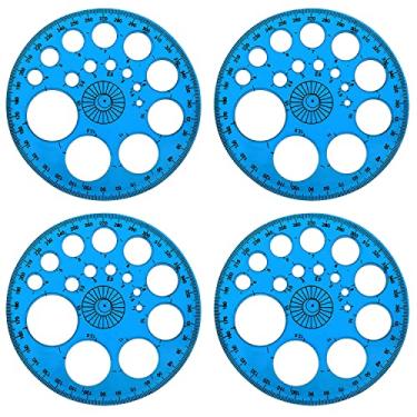 Imagem de ZZHXSM 4 peças, transferidor de 360 graus e fabricante de círculos, material transparente azul escuro