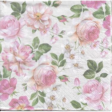 Imagem de AM Décor – Guardanapos de papel de almoço macios com 3 camadas 3 camadas – 33 x 33 cm (desdobrados) rosas Glory Cream