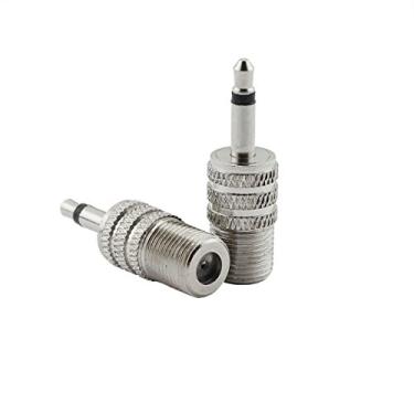 Imagem de E-outstanding 2 peças conector fêmea tipo F para conector macho de 3,5 mm 1/8" conversor adaptador de áudio mono coaxial