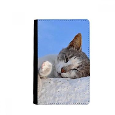 Imagem de Gatinho Pet Relaxe Dormir Animal Adorável Suporte de Passaporte Notecase Burse Carteira Carteira Bolsa Cartão, Multicolor