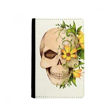 Imagem de Porta-passaporte com ilustração de esqueleto de flor notecase burse carteira capa porta-cartão, Multicolor
