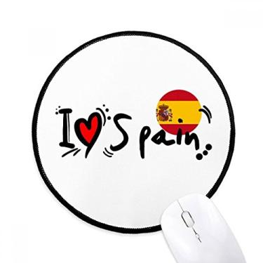 Imagem de DIYthinker I Love Spain Word Flag Love Heart Illustration Mouse Pad Desktop Office Round Mat para Computador