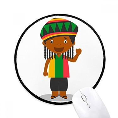 Imagem de DIYthinker Black Wild Jamaica Cartoon Mouse Pad Desktop Office Tapete redondo para computador