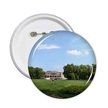 Imagem de Broche de fotografia Green Planting Park com botão redondo para decoração de roupas, 5 peças