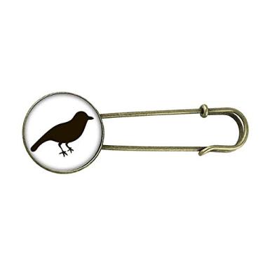 Imagem de Broche de metal retrô preto pardal com imagem de animal