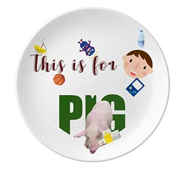 Imagem de Animal Pork Food Limbs Prato de porcelana Prato redondo para jantar Menino Homem
