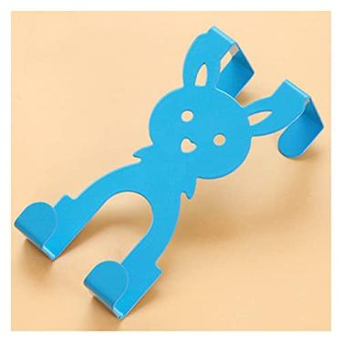 Imagem de KIZQYN Ganchos de casaco Rack de casaco em forma de coelho Gancho traseiro Criativo Arte de ferro sem costura Gancho de costas Sem costura Gancho de casaco sem pregos Gancho de casaco montado na parede (Cor: Caneca azul grande)