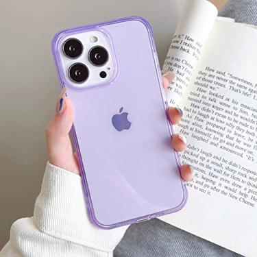 Imagem de Capa de telefone transparente de cor doce para iPhone 14 13 12 11 Pro Max XR XS X 8 7 Plus SE 3 Mini capa traseira de silicone macio, roxo, para iPhone12 Mini