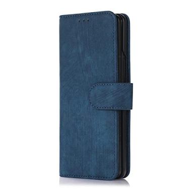 Imagem de Capa de telefone tipo carteira crossbody para Samsung Galaxy Z Fold 4 3 5G slot para cartões de crédito capa traseira de couro com cordão & Porta caneta, azul, para Galaxy Z Fold3 5G