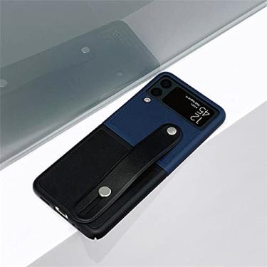 Imagem de Estojo de cor contrastante com suporte de pulseira de couro para Samsung Galaxy Z Flip 3 5G Z Flip3 Fli pZflip3 Zflip4 Capa, D, para Z Flip 4