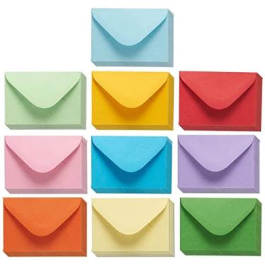 Imagem de Juvale Mini envelopes - 10 x 7 cm, 100 unidades, cores sortidas - Envelopes de vale-presente para dinheiro com selo de goma para fechamento seguro