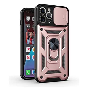 Imagem de CYSUE A nova capa de telefone de proteção de lente de câmera deslizante anticolisão de grau militar é adequada para iPhone 13 11 12 Mini XS Max XR X 7 8Plus SE (Cor: ouro rosa, Tamanho: para iPhone SE 2020)