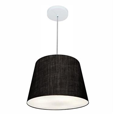 Imagem de Lustre Pendente Cone Cúpula Tecido 30/40x30 cm, Vivare Iluminação, Pendente4246 PR, Preto, Médio