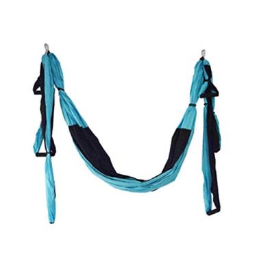 Imagem de Bestgift – Ferramenta de inversão de rede aérea para ioga, balanço voador para academia, casa, fitness, azul celeste + preto 249 x 150 cm