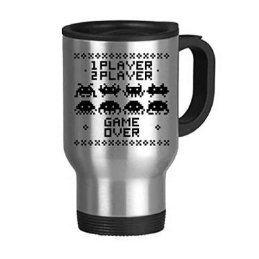Imagem de Caneca de viagem Players Game Over Little Monster Pixel com tampa flip em aço inoxidável copo de carro copo térmico