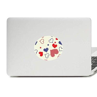 Imagem de Adesivo de notebook com emblema de vinil pentagrama América azul vermelho em forma de coração
