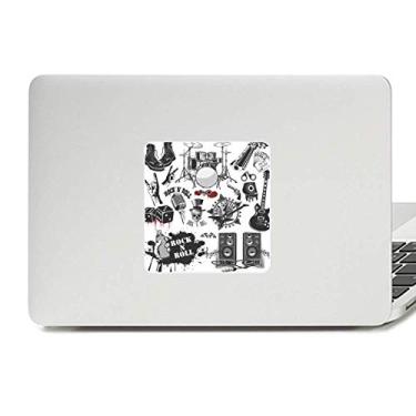 Imagem de Adesivo de vinil para laptop com combinação de instrumentos musicais com estampa ilustrada para decoração de PC