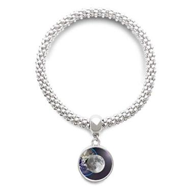 Imagem de DIYthinker Bracelete de prata branco planeta azul com pingente de joia e corrente ajustável