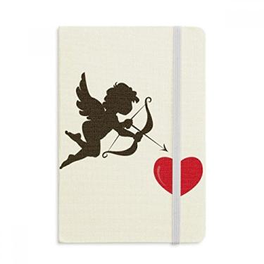 Imagem de Caderno com estampa de coração vermelho anjo cupido oficial de tecido capa dura diário clássico