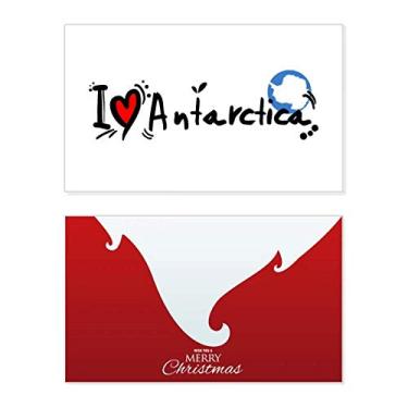 Imagem de I Love Antártica Bandeira da Palavra Love Heart Ilustration Holiday Merry Christmas Cartões de parabéns Mensagem de Natal