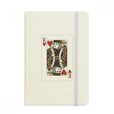 Imagem de Caderno com estampa de cartas de baralho de coração K, capa dura em tecido oficial diário clássico