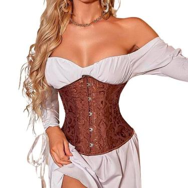 Imagem de Corset Corselet Cinta Modeladora Redutora Underbust Linha Floral Marrom M617