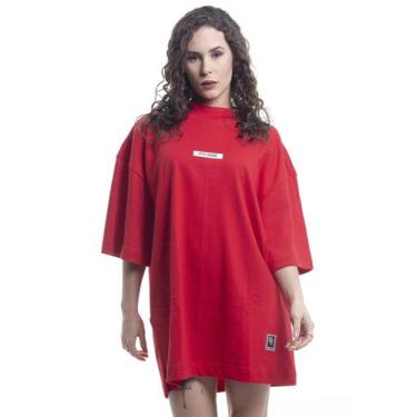 Imagem de Camiseta Rich Young Oversized Gola Alta Borracha Feminina Vermelha