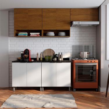 Imagem de Cozinha Compacta Bartira Rubi com 9 Portas, Nicho e 4 Prateleiras - 240cm de largura