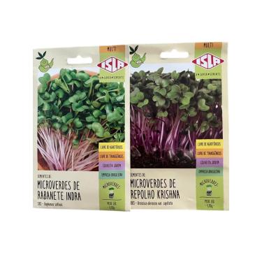 Imagem de Kit de Sementes Brotos Microverdes Rabanete Indra e Repolho Krishna Horta Saladas 1 Envelope de Cada
