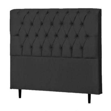 Imagem de Cabeceira Casal Queen Veneza 160cm Para Cama Box Suede Preto - Ds Esto