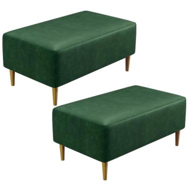 Imagem de Kit 02 Puffs Decorativos Sala de Estar Cléo W01 Pés Palito 90 cm Facto Verde Musgo - Lyam Decor