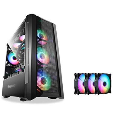 Imagem de Gabinete Gamer ATX Case, Mid-Tower PC Gaming Case M-ATX/ITX - Front I/O USB 3.0 Port - Fully Transparent Side Panels - Support Water Cooling - Gift Aurora Color Fan (Style : 3 fan)